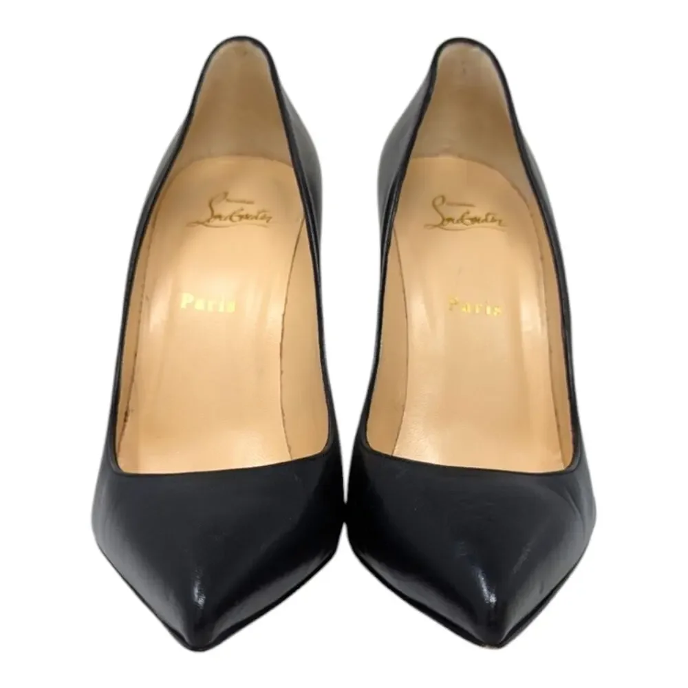 Christian Louboutin Pigalle Follies 100 Black Leather Pump Stiletto Heel 39.5